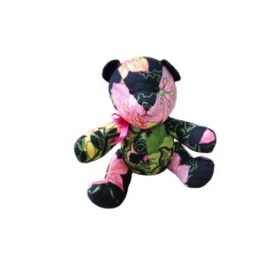 Marie Teddy Bear Sitting Plush Stuffed Animal 6” Floral Pattern